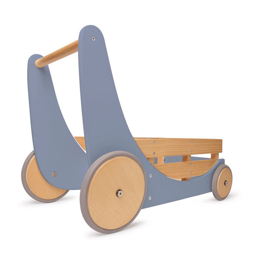 Kinderfeets 2-in-1 houten opbergkar & loopwagen - Slate Blue- dreumes & peuter