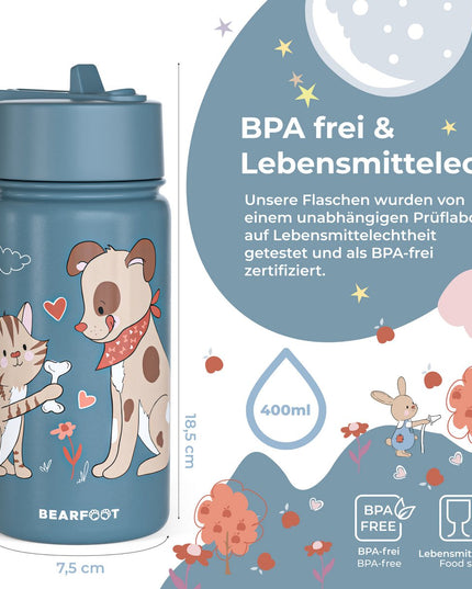 Thermo children's drinking bottle stainless steel - water bottle - thermo - Dog &amp; Cat blue