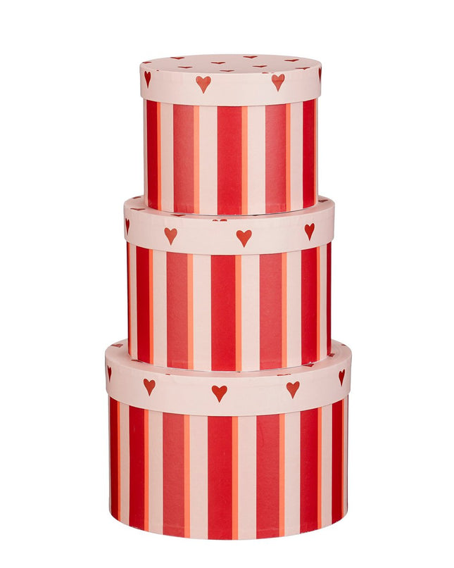 Opbergdoos - Set van 3 - H14 x Ø21 cm - Papier - FSC Mix - Rood kerst 2025