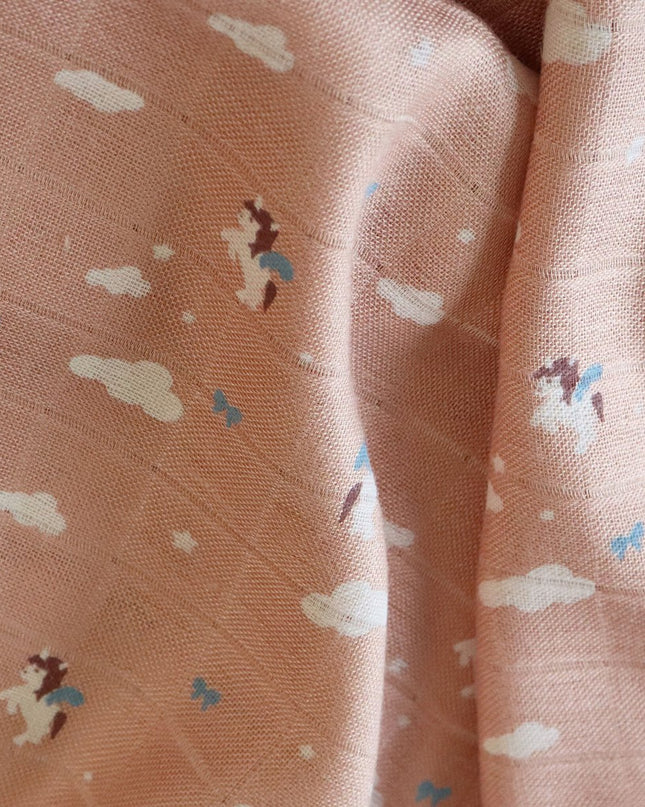 Bamboe mousseline inbakerdoeken 2st. Unicorn Sky