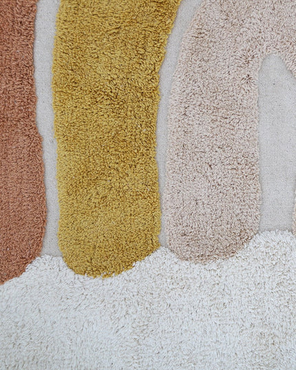 Rainbow Toffee – Wasbaar katoenen vloerkleed voor kinderen met pompons (Ø110 cm, OEKO-TEX)