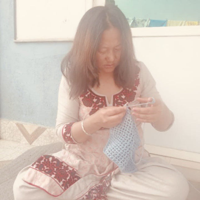 Luna -Leena Bag Kids - Light Blue - Organic Cotton - Hand Haak in Nepal