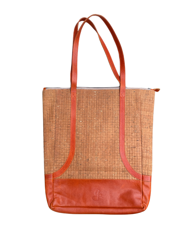 Gissy Kurk en Leer Handtas XL - Oranje