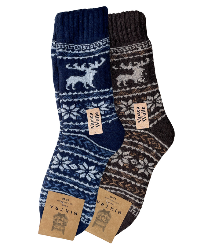 green-goose Alpaca Herensokken - 2 Paar - Rendier - 95% - heren