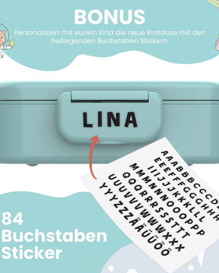Children's lunch box with compartments, light and leak-proof - mint