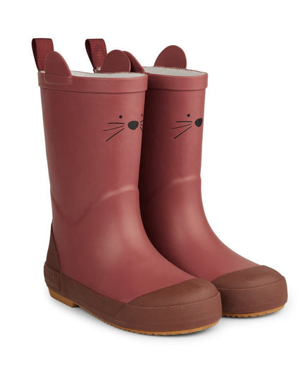 Anton dierenprint rubberen regenlaarzen van natuurlijk rubber - Mahonie - herfst26