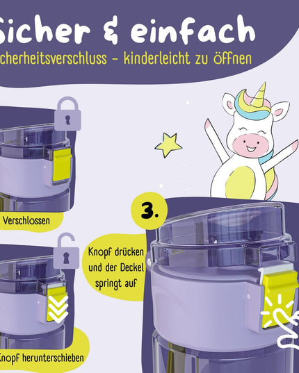 Children's drinking bottle, 500ml, light - water bottle - purple logo