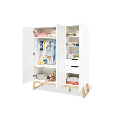 Startset 'Bridge' breed groot, incl. wandplank4 delen: ledikant, brede commode, grote kledingkast, wandplank