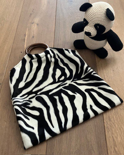 Luna-Leena tas zebrastreep zwart/wit - imitatiebont - handgemaakt in Nepal