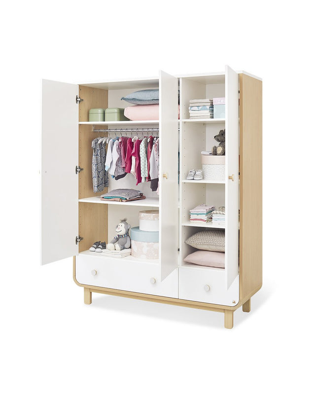 Startset 'Round' breed groot3 onderdelen: ledikantbed, breed commode, grote kledingkast