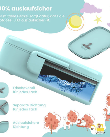 Children's lunch box with compartments, light and leak-proof - mint