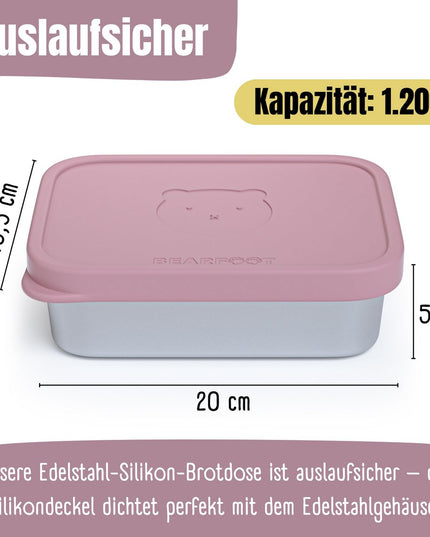 Lunchbox für Kinder aus Edelstahl mit Silikoneinsatz – rosa