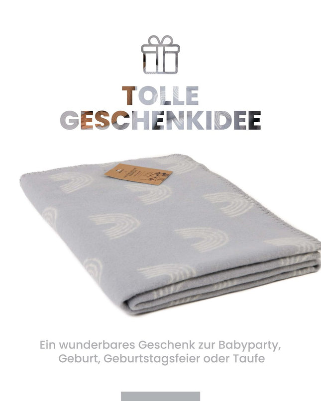 Babydecke aus Bio-Baumwolle, hergestellt in Deutschland, Regenbogen-Grau
