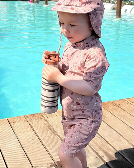 Dia swim suit-Sand - zwemjumpsuit zand - UV pakje - Uv bescherming -  Flower bee - zomer26