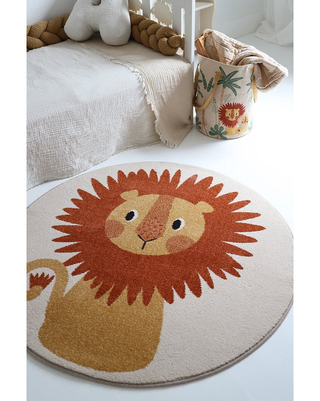 Rond Kinder Tapijt Small Lion Tiaggo vloerkleed – OEKO-TEX-gecertificeerd