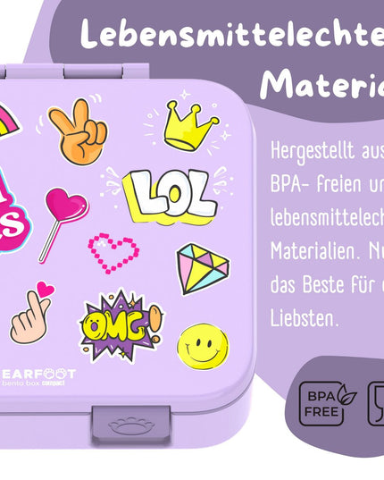 Sustainable Bento COMPACT lunch box - with compartments, leak-proof, BPA-free - purple sticker