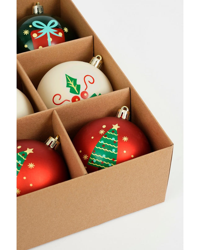 Kerstballen Set - 9 Stuks - Ø8 cm - Onbreekbaar - Wit, Rood, Groen kerst 2025