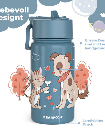 Thermo children's drinking bottle stainless steel - water bottle - thermo - Dog &amp; Cat blue