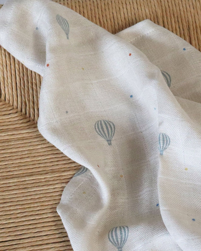 Bamboe mousseline inbakerdoeken 2st. Air Balloon Dot