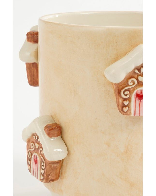 Bloempot - Assorti - H15 x Ø17 - Dolomiet - Off-white - Kerst2025