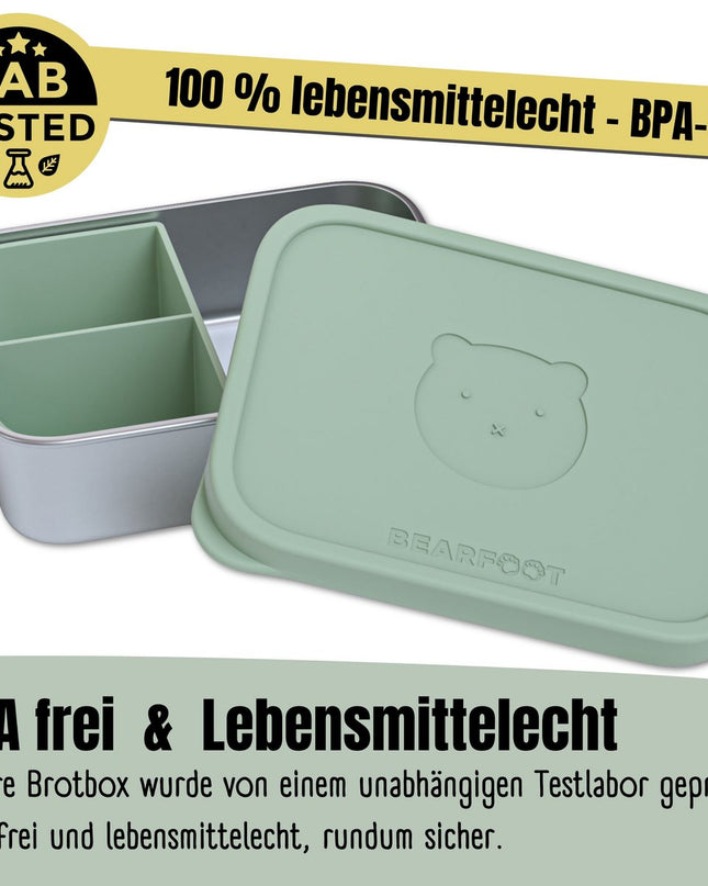 Kinder-Lunchbox aus Edelstahl mit Silikoneinsatz – Salbei