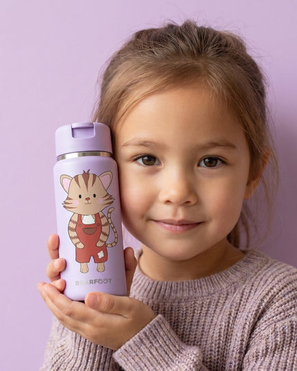 TINY Thermo kinderdrinkfles bidon RVS - kat paars - 200ml