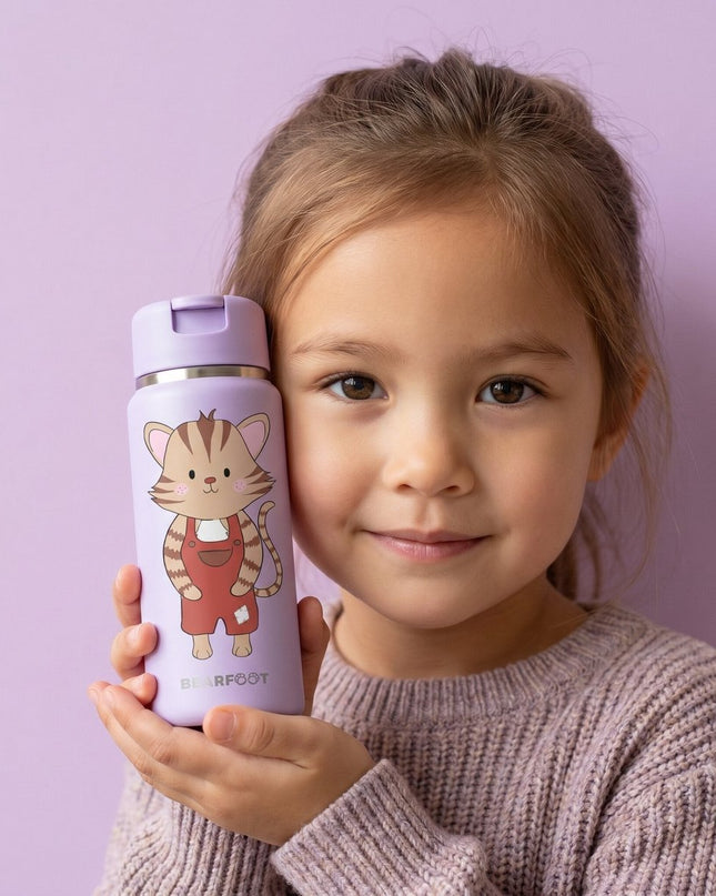 TINY Thermo kinderdrinkfles bidon RVS - kat paars - 200ml