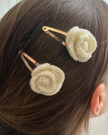 Luna -Leena haarspeldjes Rose (Set) - Off White - Soft Wol - Hand Haak in Nepal