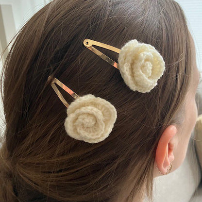 Luna -Leena haarspeldjes Rose (Set) - Off White - Soft Wol - Hand Haak in Nepal