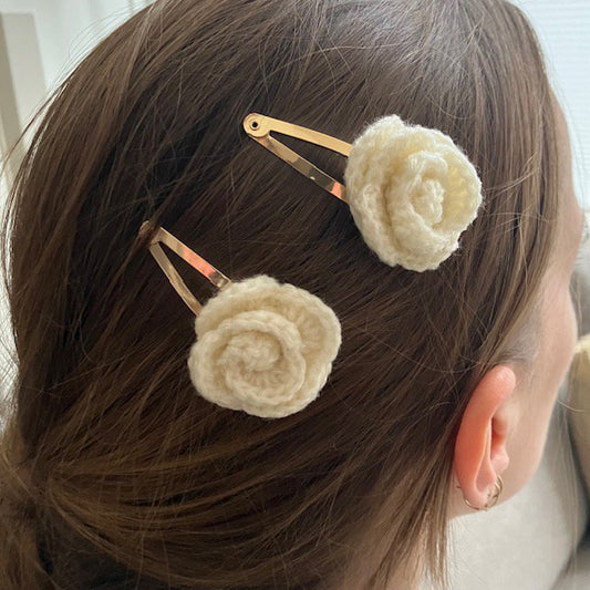 Luna -Leena haarspeldjes Rose (Set) - Off White - Soft Wol - Hand Haak in Nepal