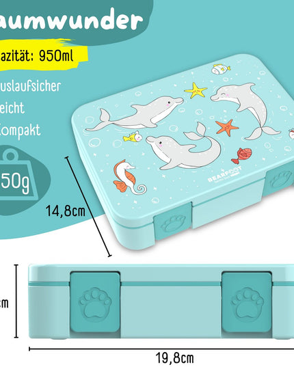 Nachhaltige Bento-Lunchbox COMPACT – mit Fächern, auslaufsicher, BPA-frei – Dolfijn