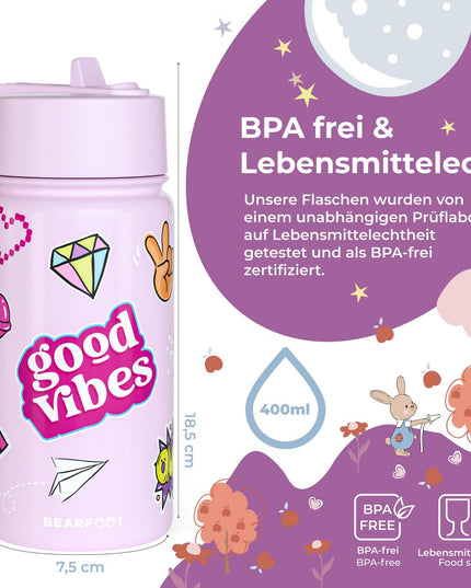 Thermo children's drinking bottle stainless steel - water bottle - thermo - purple sticker