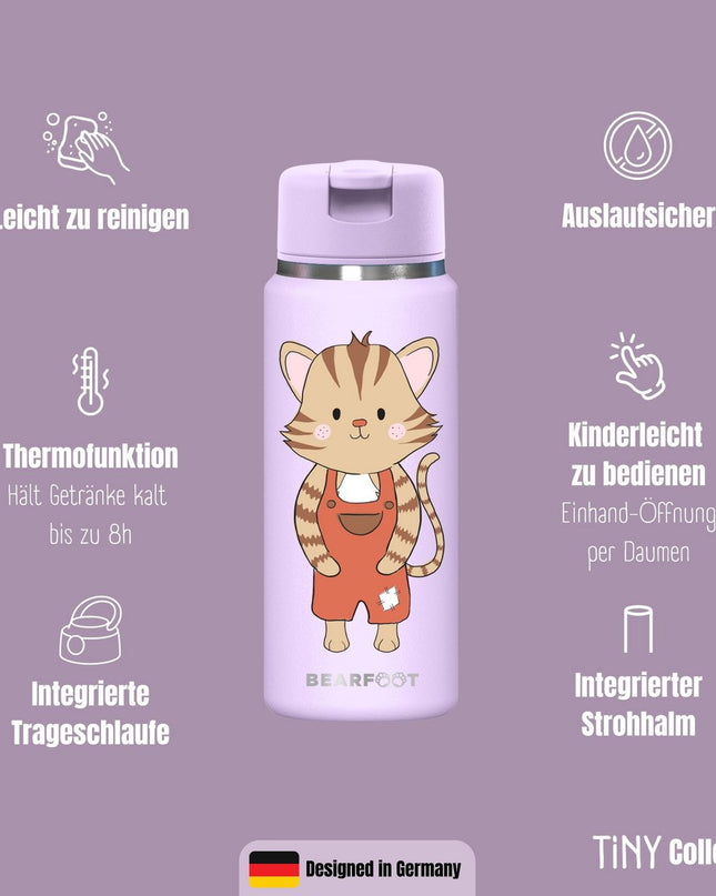 TINY Thermo kinderdrinkfles bidon RVS - kat paars - 200ml