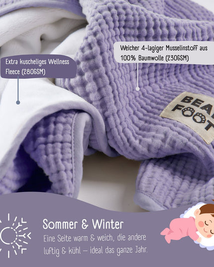 Baby blanket musselin fleece blanket fluffy soft - purple