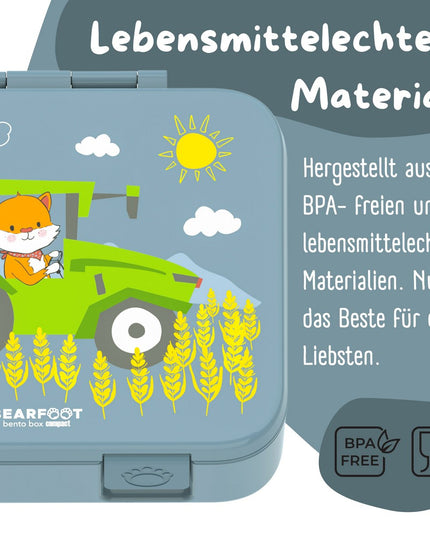 Nachhaltige Bento COMPACT Lunchbox – mit Fächern, auslaufsicher, BPA-frei – Tractor