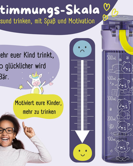 Children's drinking bottle, 500ml, light - water bottle - purple logo