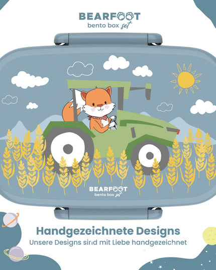 Kinder-Lunchbox mit Fächern, leicht und auslaufsicher – Traktor