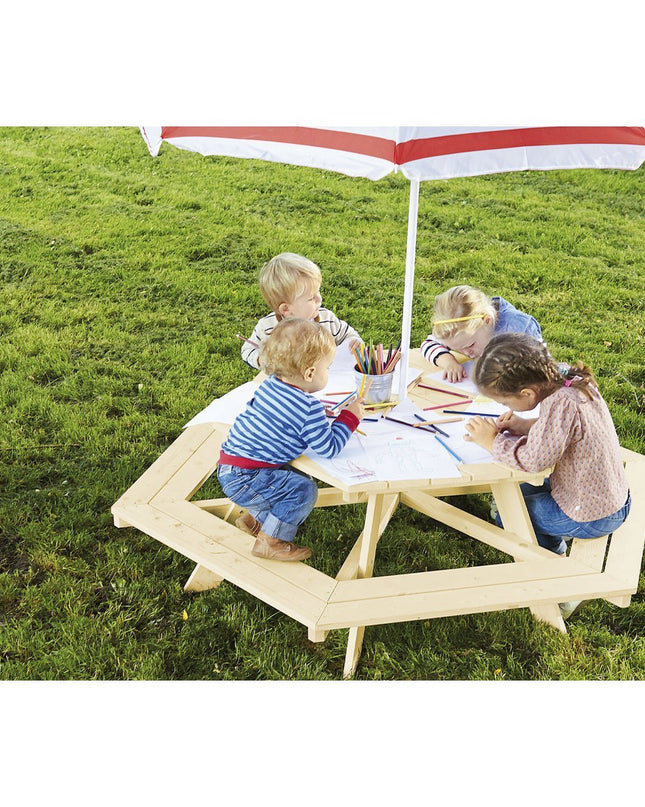 Kinderpicknickbank 'Nicki 6-Eck' naturel