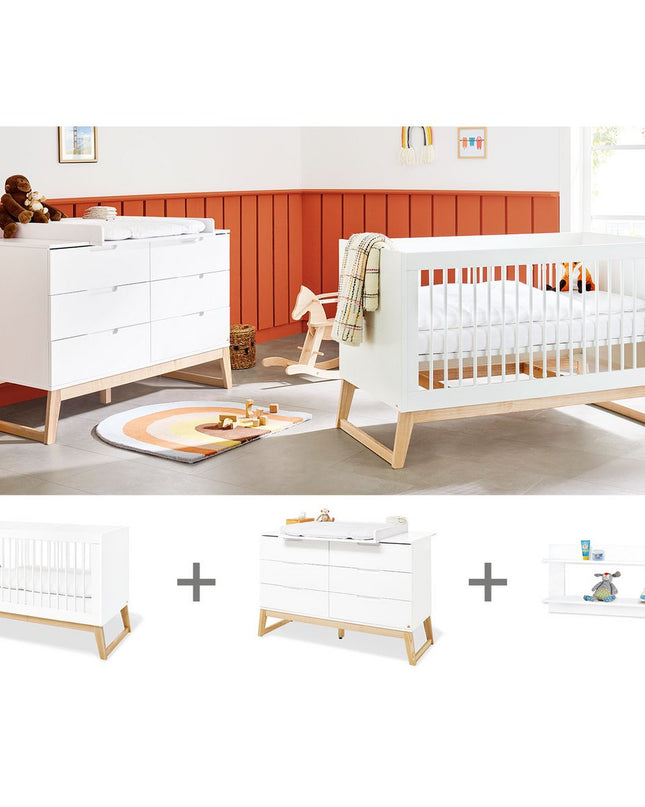 Startset 'Bridge' extra breed, incl. wandplank
3 delen: ledikant, extra brede commode, wandplank