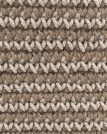 Luna -Leena opbergmand  High met Off White Stripes - Jute & Cotton - H30cm - Hand Crochet in Nepal