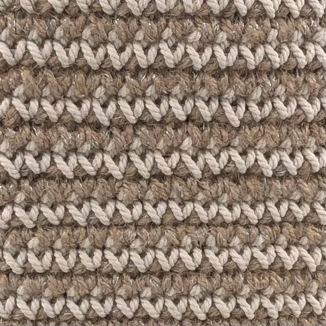 Luna -Leena opbergmand  High met Off White Stripes - Jute & Cotton - H30cm - Hand Crochet in Nepal