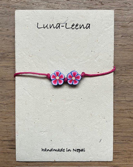 Luna-Leena kinderarmband bloem paars - handgemaakt in Nepal
