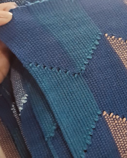 Luna-Leena toilettas logeertasje - blauw - geweven Dhaka katoen - handgemaakt in Nepal