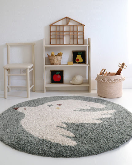 Small Bohemian Bird Aqua – Ronde katoenen kindertapijt vloerkleed