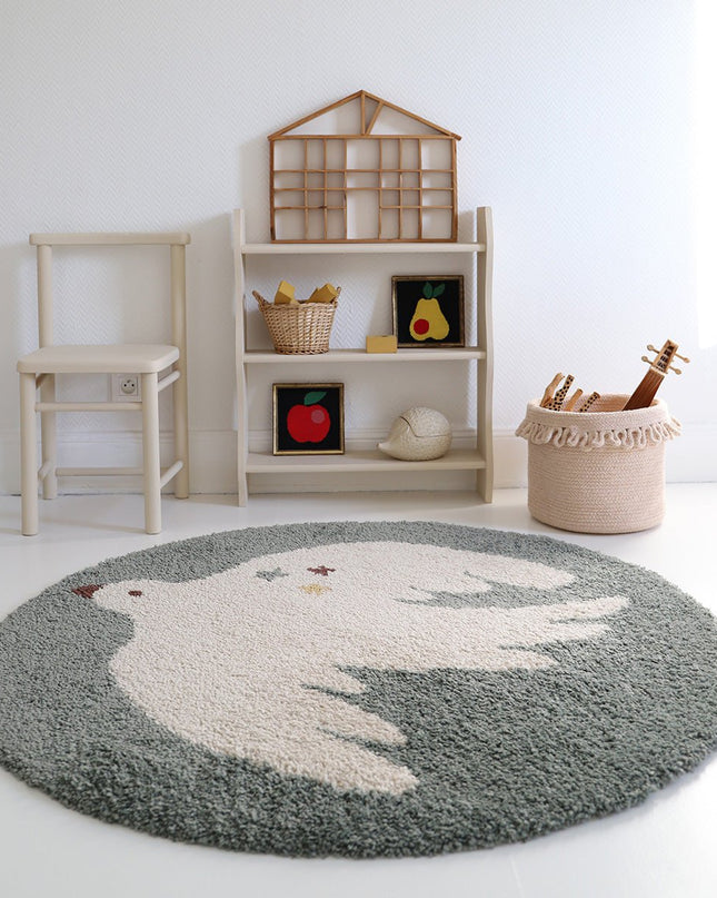 Small Bohemian Bird Aqua – Ronde katoenen kindertapijt vloerkleed