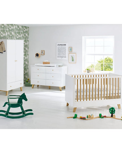 Startset 'Pan' extra breed3 delen: ledikant, extra brede commode, 2-deurs kledingkast