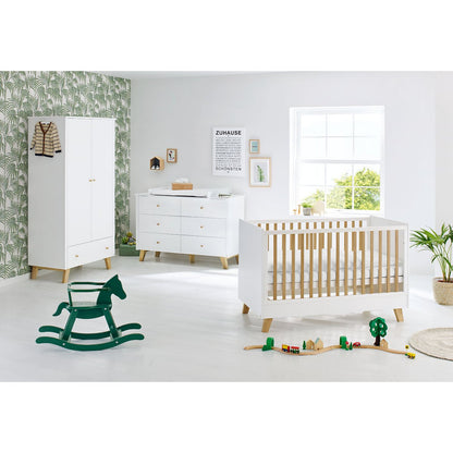 Startset 'Pan' extra breed3 delen: ledikant, extra brede commode, 2-deurs kledingkast