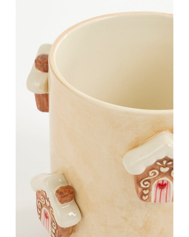 Bloempot - Assorti - H15 x Ø17 - Dolomiet - Off-white - Kerst2025