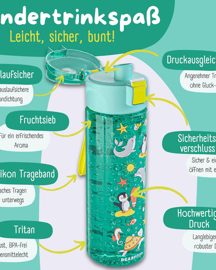 Children's drinking bottle, 500 ml, light - water bottle - Ocean mint