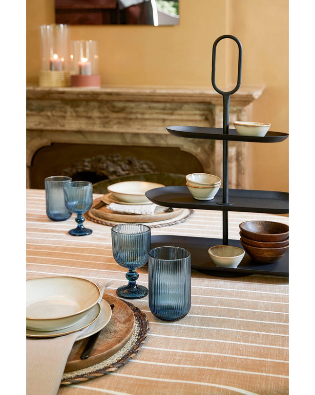 Alivo Tafelkleed - L250 x B140 cm - Organisch Katoen - Bruin, Wit